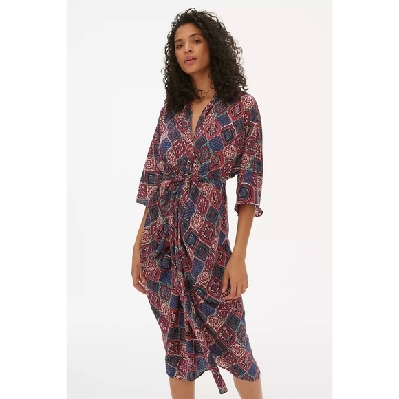 🆕 Anthropologie Miska Midi Dress in Plum Size Medium - Picture 1 of 9